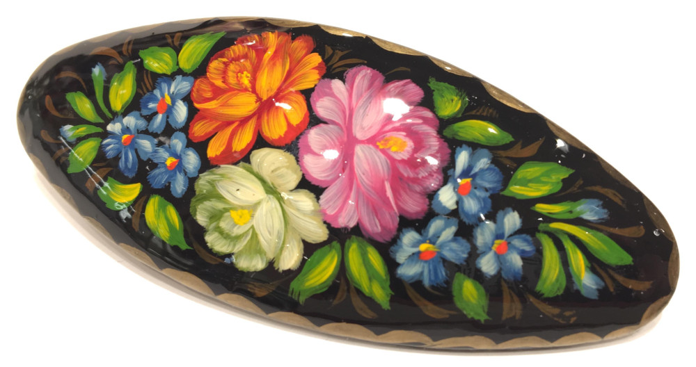 Lada Hair Clip Hand Painted Zhostovo Art
