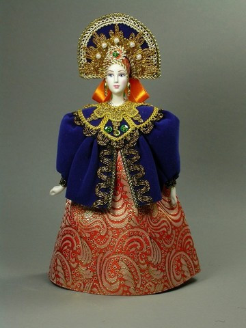 Russian Beauty hand made Porcelain Doll in Kokoshnik - 11 Inches (by Le Russe)