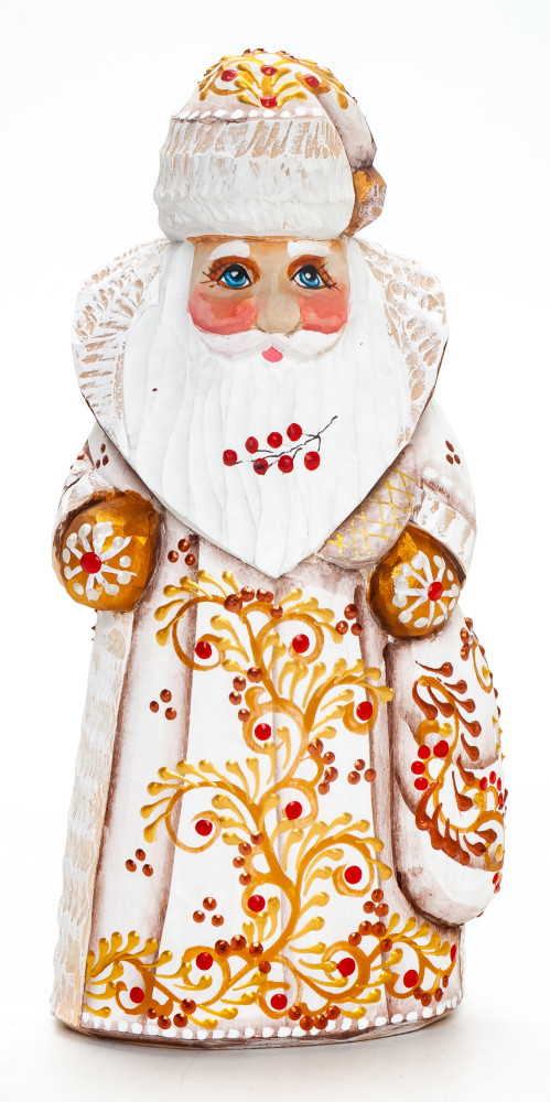 150 mm Santa Claus with a Bag handpainted Wooden Carved Statue (by Natalia Nikitina Workshop)