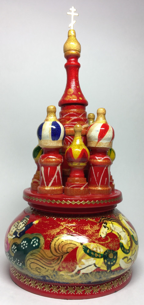 190 mm Saint Basil's Cathedral Russian Troika Music Box hand painted Wooden Music Box (by Nightingale Crafts)
