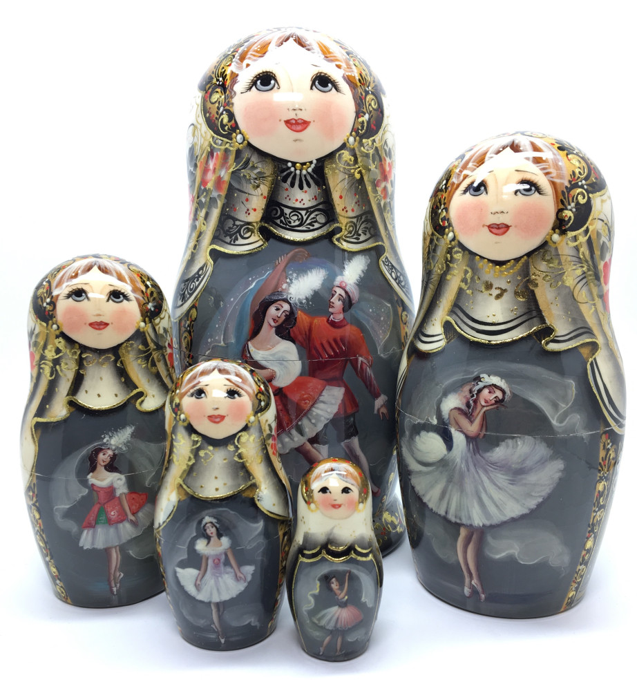 200 mm Russian Ballet Sheherazade hand painted Matryoshka doll 5 pcs (by A Studio)