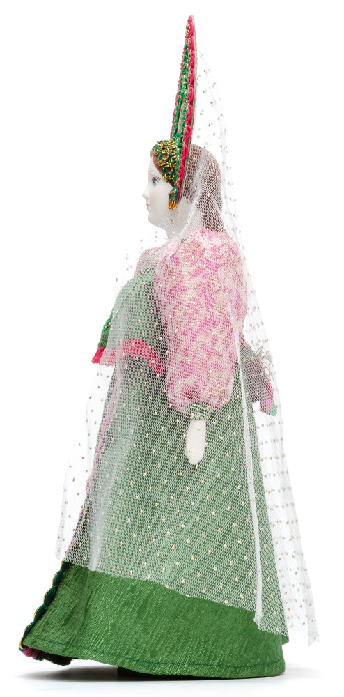 Porcelain Doll in a Russian Dress and Kokoshnik - 11 Inches (by Le Russe)