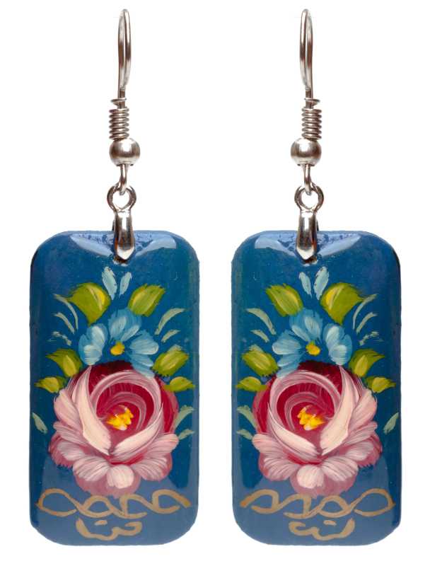 20x35mm Zhostovo wooden Earrings (by Lada Workshop)