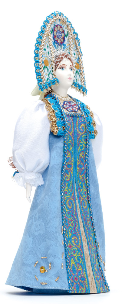Porcelain Doll in a Russian Dress and Kokoshnik - 11 Inches (by Le Russe)