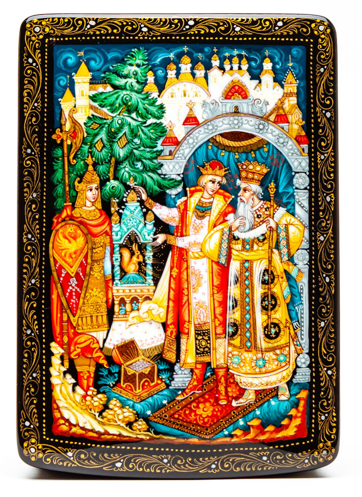 100x140mm The Tale of Tsar Saltan Hand Painted Jewellery Box (by Sadko Workshop)
