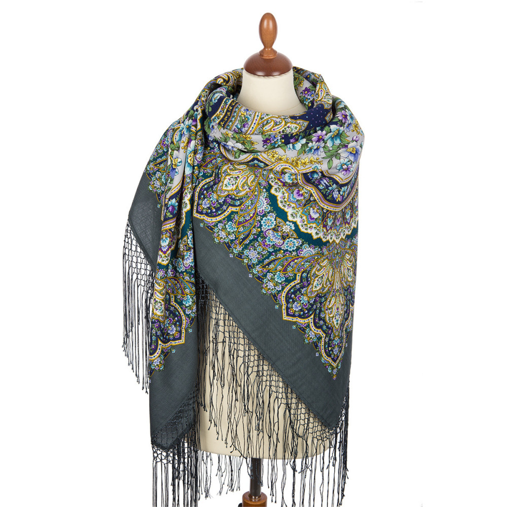 Shop Thick Woolen Fabric Shawls with Silk Fringe 148x148 cm Шаль «Идиллия» online at Skazka.site | Eligible for fast shipping and free returns. Шаль «Идиллия»