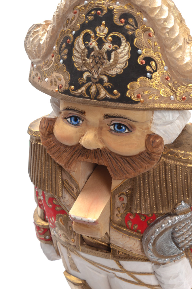 390 mm The Nutcraker on a Stand hand carved and painted wooden Figurine (by Andrey Crafts)