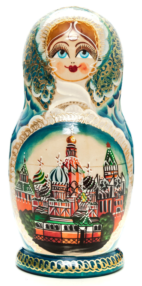 220 mm Moscow Saint Basil Cathedral handpainted Wooden Matryoshka Doll 7 pcs (by Valery Crafts)