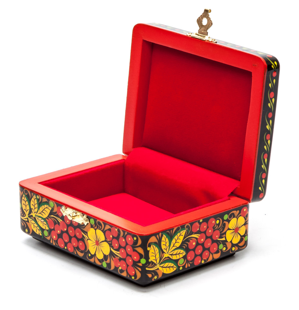 90x70 mm Khokhloma Painting Jewellery Wooden Box