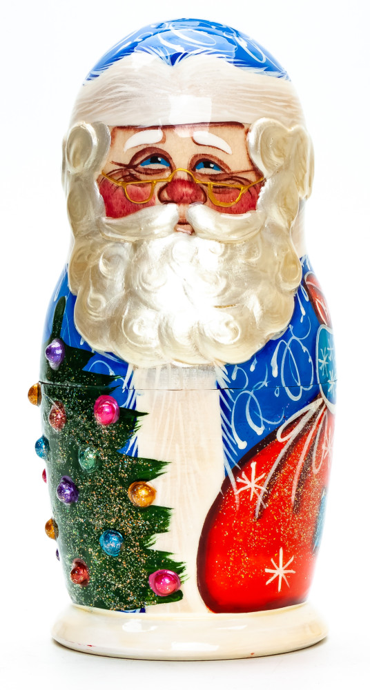 170 mm Santa Claus with a Bag hand painted wooden Matryoshka Doll 5 pcs (by A Studio)