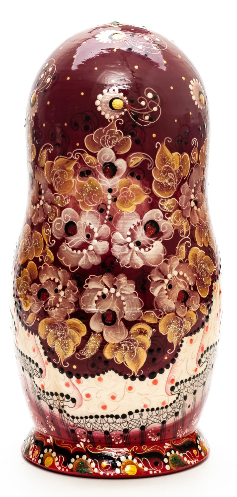 220 mm Bullfinches hand painted on Wooden Matryoshka doll 5 pcs (by Natalia Crafts)