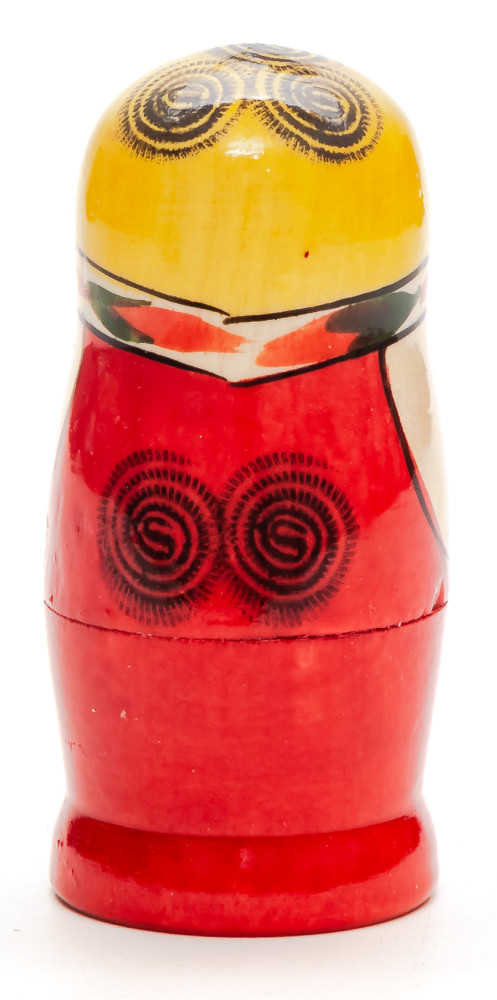 95 mm Yellow Head Semenovskaya Hand Painted Wooden Matryoshka Nesting Doll 4 pcs inside  (by Ivan Studio)