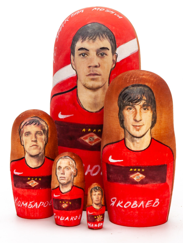 100mm Artyom Dzyuba from Spartak Moscow Hand Painted Matryoshka Doll 5 pcs (by Konstantin Studio)