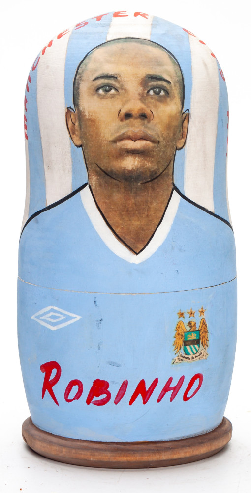 180mm Robinho from Machester City Hand Painted Matryoshka Doll 5 pcs (by Konstantin Studio)