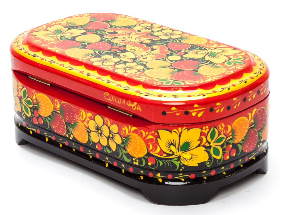 Khokhloma Painting Jewellery Wooden Box 170x100 mm