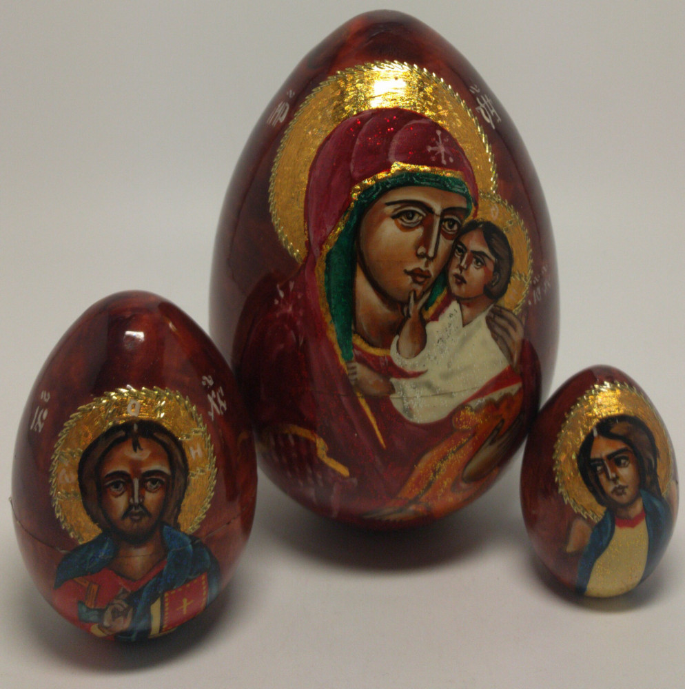 160 mm Yaroslavskay Godmother Icon hand painted and carved wooden Matryoshka doll 5 pcs ( by Ludmila Icon Paintings )
