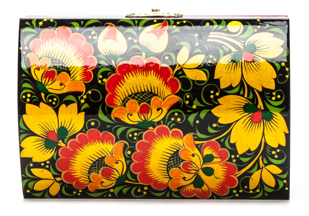 120x80 mm Khokhloma Painting Jewellery Wooden Box