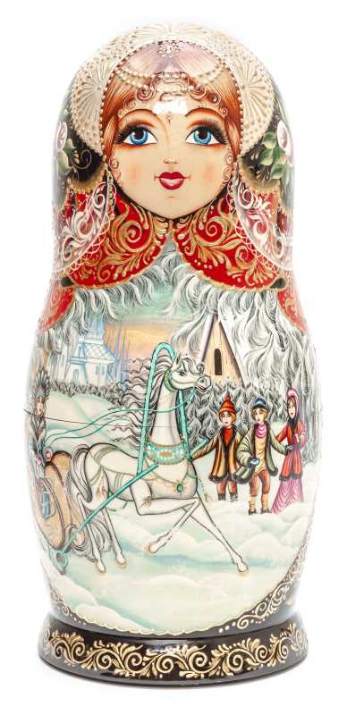 320 mm The Snow Queen handpainted Wooden Matryoshka Doll 10 pcs (by Skazka)