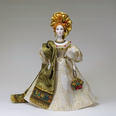 Russian Girl hand made Porcelain Doll in a 19th century Dress - 11 Inches (by Le Russe)