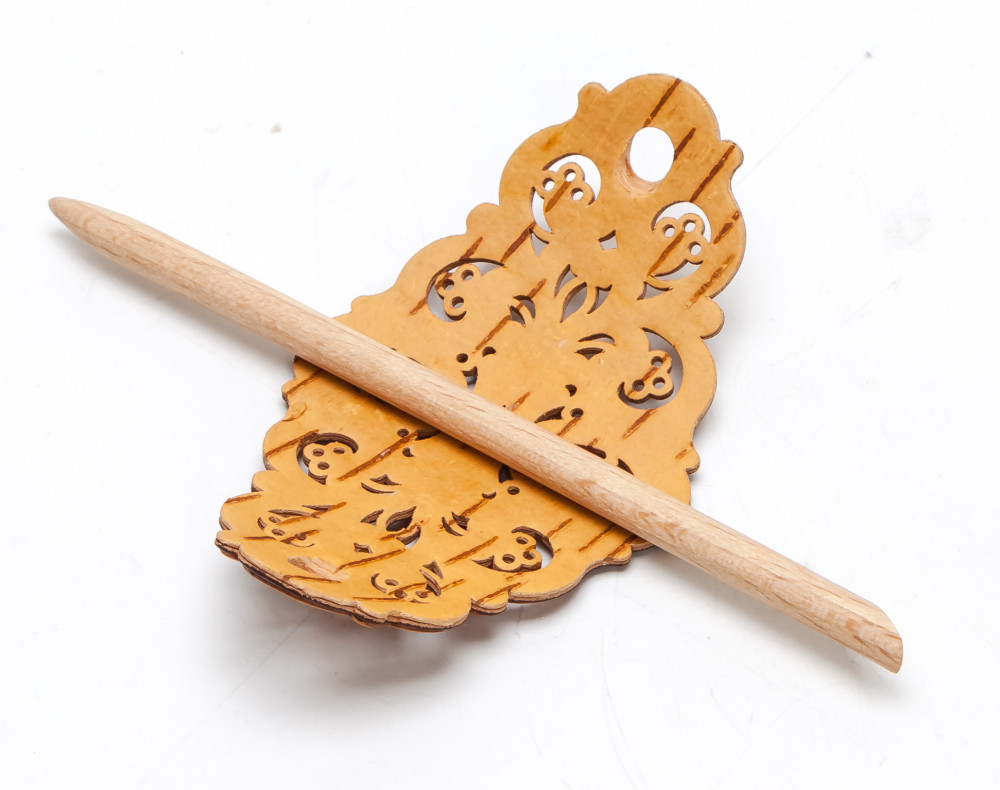 50x120 mm Patterns hand made Birchbark Hair Clip (by Maxim Birch)