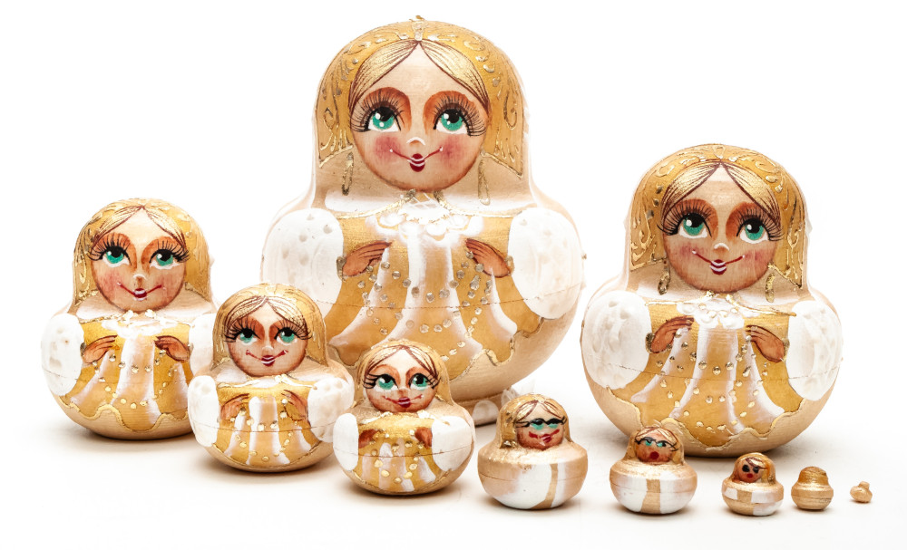 50 mm Maiden with a Chain hand painted on Wooden Matryoshka doll 5 pcs (by Skazka)