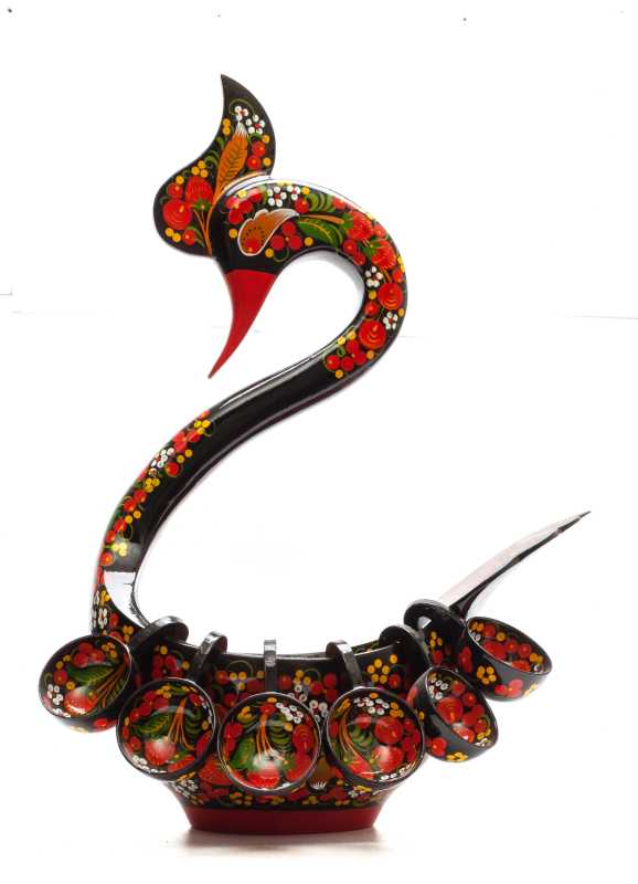 180x280 mm Duck Khokhloma hand painted wooden Ladle for Wine with small Ladles
