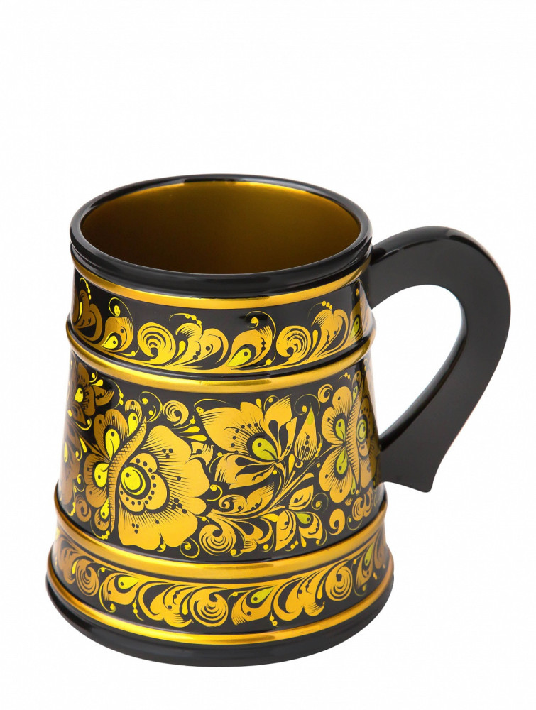 140 mm Khokhloma hand painted wooden Beer Mug (by Golden Khokhloma)