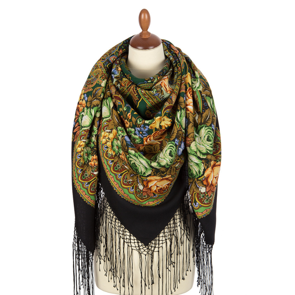 Shop Thick Woolen Fabric Shawls with Silk Fringe 148x148 cm Шаль «Ненаглядная» online at Skazka.site | Eligible for fast shipping and free returns. Шаль «Ненаглядная»