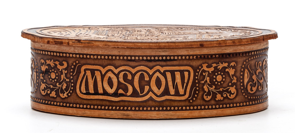 70x110 mm Saint Basil Cathedral hand made Birchbark Jewelry Box (by Maxim Birch)
