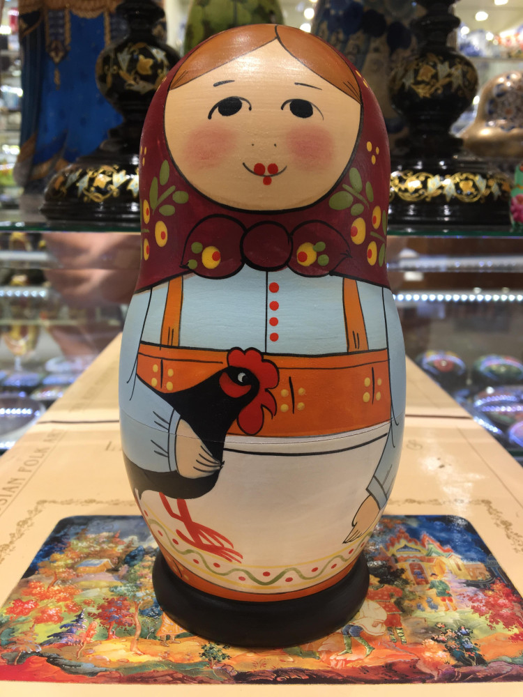 180 mm Happy couple and their six children hand painted Malyutinskaya Matryoshka doll 5 pcs (by Sergey Malyutin)