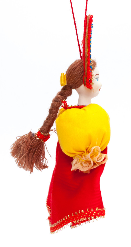 Porcelain Doll in a Russian Dress and Kokoshnik - 5.5 Inches (by Le Russe)