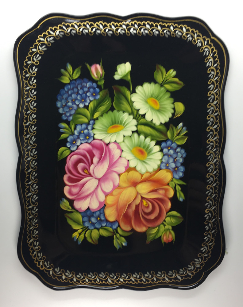 Zhostovo Hand Painted Metal Tray