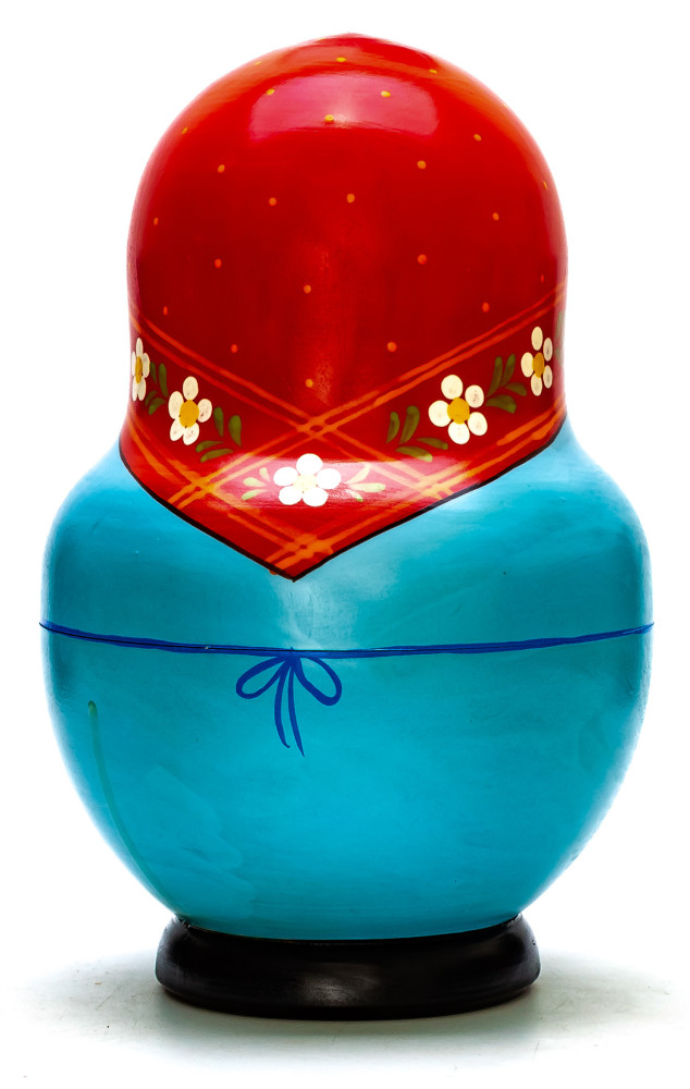 190 mm Mistress with Backet and Cockerel hand painted Traditional Russian Wooden Matryoshka round doll 10 pcs (by Igor Malyutin)