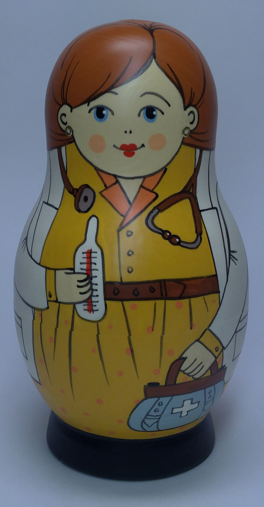 Shop Exclusive Nesting Dolls 125 mm Doctor hand painted Traditional Russian Wooden Matryoshka doll 5 pcs (by Igor Malyutin) online at Skazka.site | Eligible for fast shipping and free returns. 125 mm Doctor hand painted Traditional Russian Wooden Matryoshka doll 5 pcs (by Igor Malyutin)