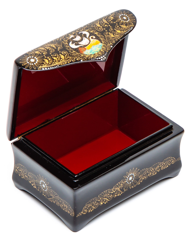 100x70mm Russian North Hand Painted Jewellery Box (by Sadko Workshop)
