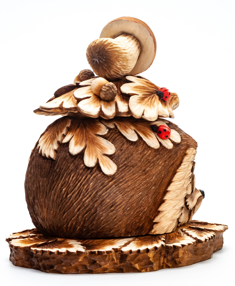 130 mm Hedgehog  hand painted Wooden Statue (by Karpova Nadezda)