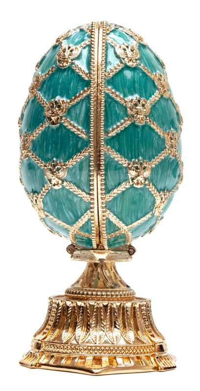 115 mm Light Blue Easter Egg with the Crown and Clock