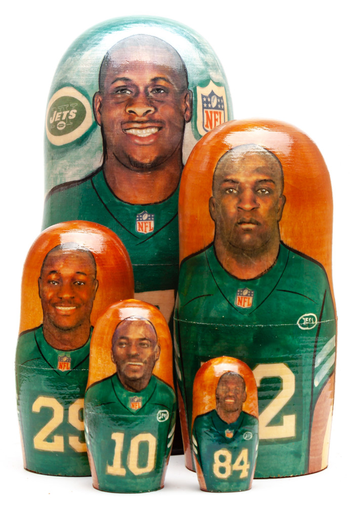 180mm Smith from New York Jets Hand Painted Matryoshka Doll 5 pcs (by Konstantin Studio)
