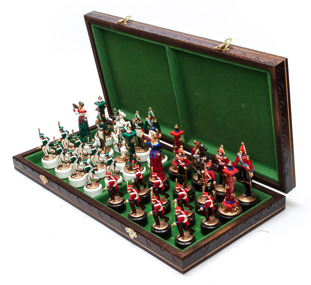 490x490 mm The Battle of Borodino handpainted figures on wooden Chess Board (by Fyodor Chess Studio)