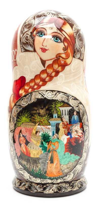 300 mm The Tale of Tsar Saltan handpainted Wooden Matryoshka Doll 10 pcs (by Sheherazade)