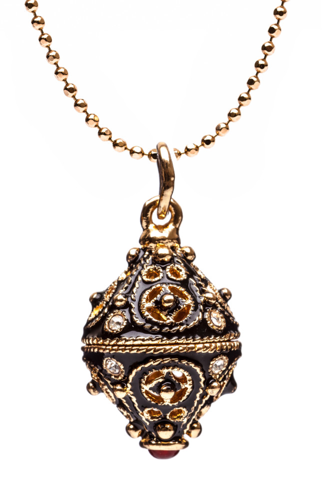 Tsarskoe with Rhinestones Black Egg Pendant