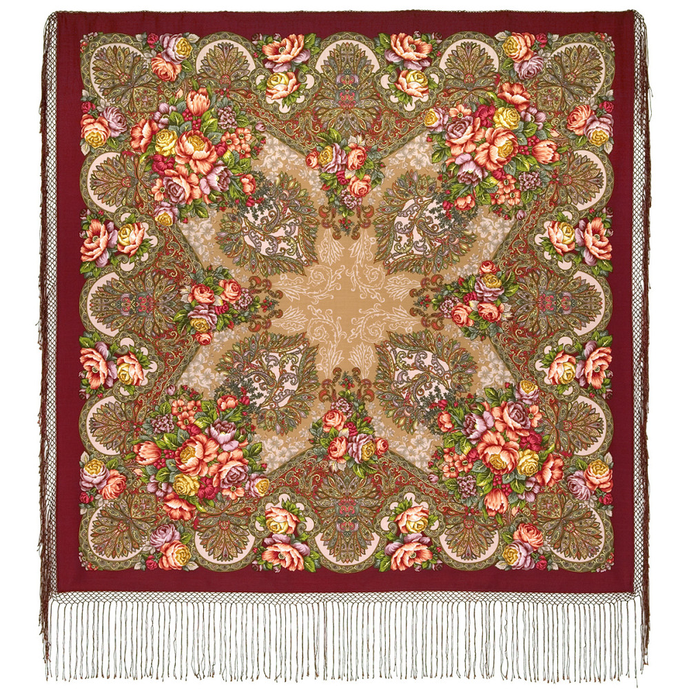 Shop Thick Woolen Fabric Shawls with Silk Fringe 148x148 cm Шаль «Старый замок» online at Skazka.site | Eligible for fast shipping and free returns. Шаль «Старый замок»