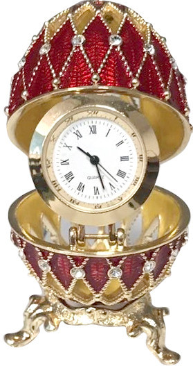 Яйцо "Сетка ажурная" вст.часы 7,5 см цв.красный