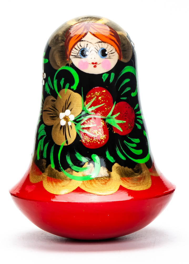 100mm Russian Doll with handpainted Flowers Roly-poly Toy