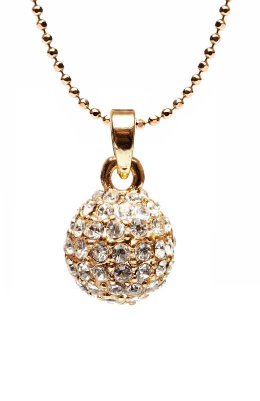 Ball with Rhinestones White Egg Pendant
