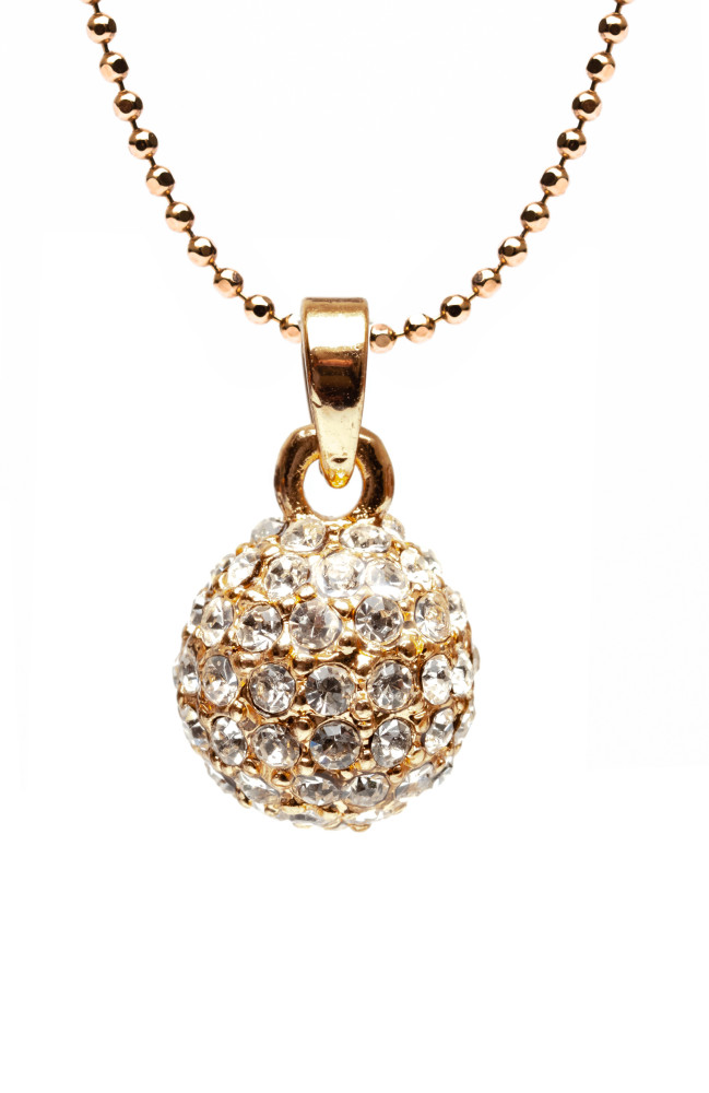 Ball with Rhinestones White Egg Pendant