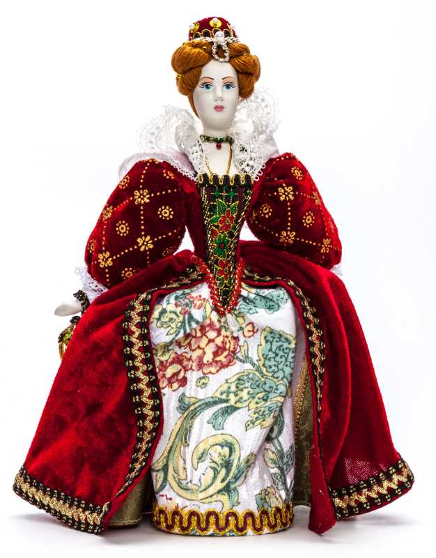 Queen Elizabeth I hand made Porcelain Doll in a 19th century Dress - 11 Inches (by Le Russe)