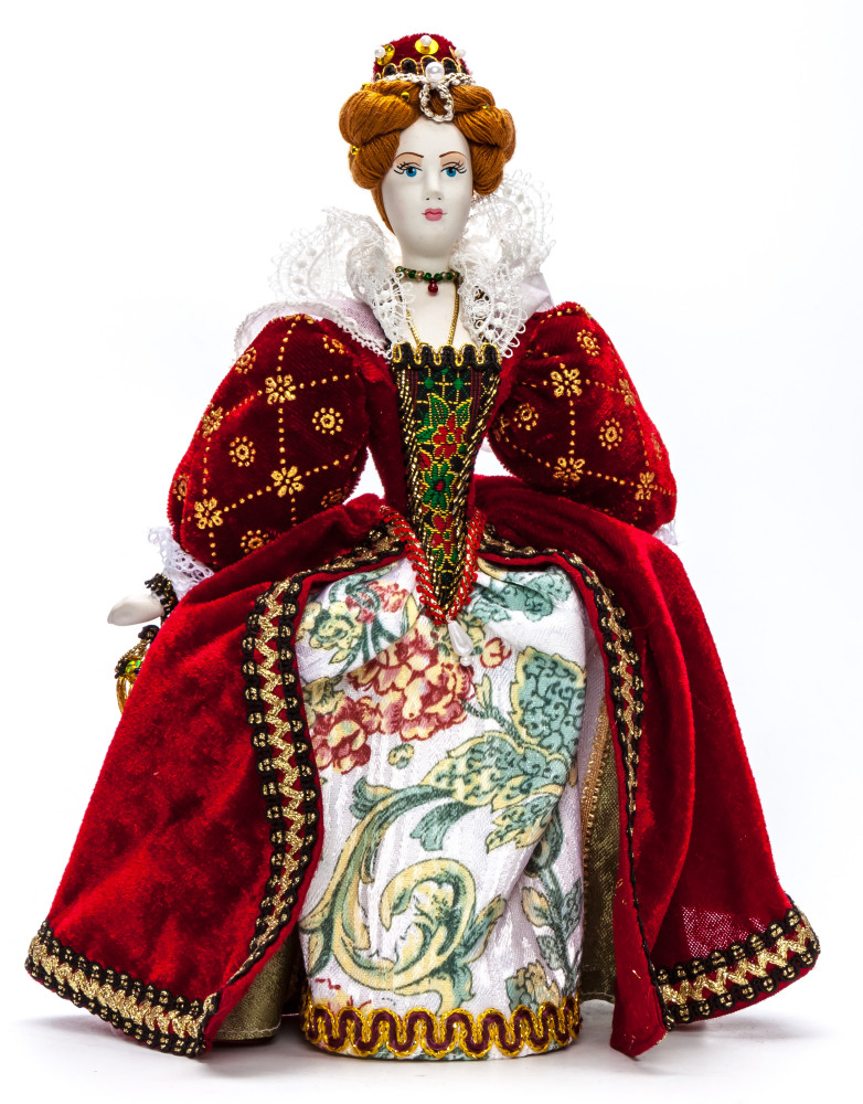 Queen Elizabeth I hand made Porcelain Doll in a 19th century Dress - 11 Inches (by Le Russe)