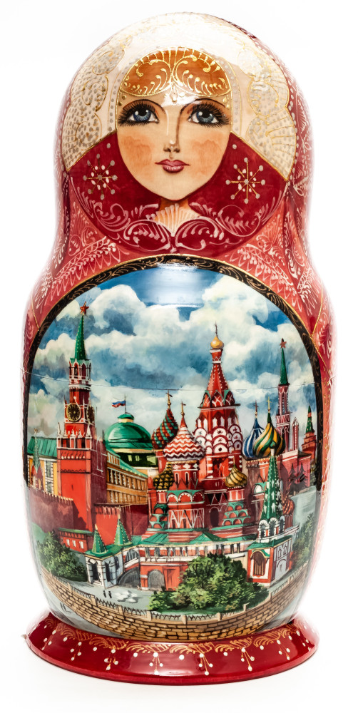 290 mm Moscow Saint Basil Cathedral hand painted on Wooden Matryoshka doll 7 pcs (by Trifinov Studio)