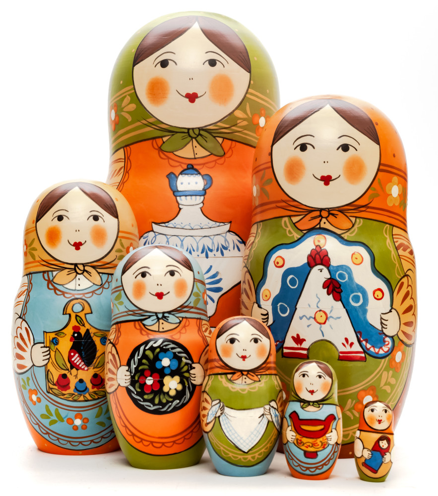 Shop Exclusive Nesting Dolls 230 mm Mistress with Gzhel Dishes hand painted Traditional Russian Wooden Matryoshka doll 7 pcs (by Igor Malyutin) online at Skazka.site | Eligible for fast shipping and free returns. 230 mm Mistress with Gzhel Dishes hand painted Traditional Russian Wooden Matryoshka doll 7 pcs (by Igor Malyutin)